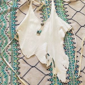 Boho leather halter top